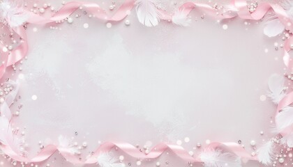 愛らしいピンクと白のグリーティングカード用テンプレート：繊細なテクスチャと輝きを放つ装飾
