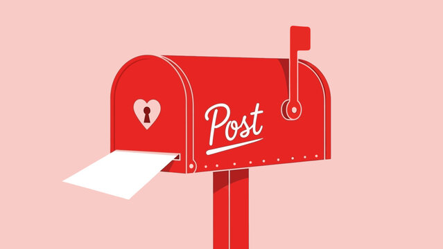 Red Valentine's Day Mailbox with a Love Letter