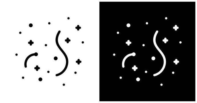 Cosmic Dust Icon Set In White And Black Background
