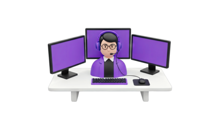 Support Agent Working on Multiple Monitors