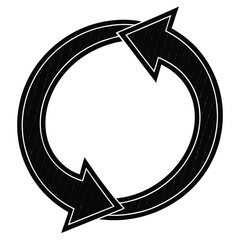 Stylized black and white icon representing a repeating loop or cycle.