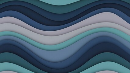 Abstract Layered Wave Background with Smooth Flowing Curves in Cool Blue Tones