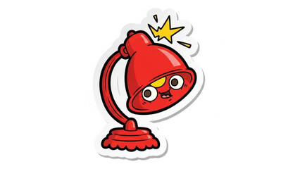Obraz premium Happy Red Desk Lamp Character - Bright Idea Study Office.