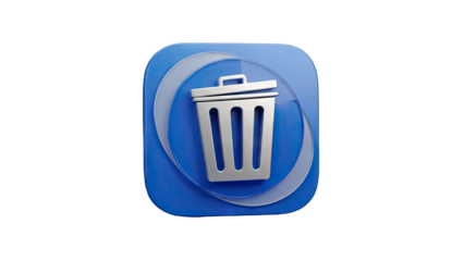 Trash Can Icon on Blue Background