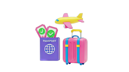 Travel Essentials: Airplane, Suitcase, Passport, and Tickets, Ready to Fly
