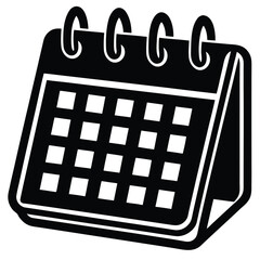 Vibrant red calendar icon, clean and stylized against white for scheduling.