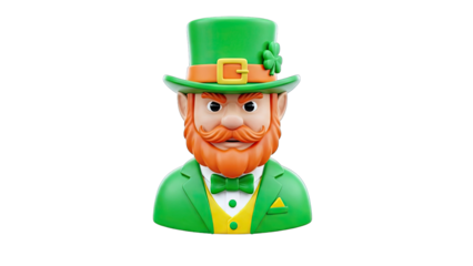Leprechaun Figure with Green Hat and Suit on White Background