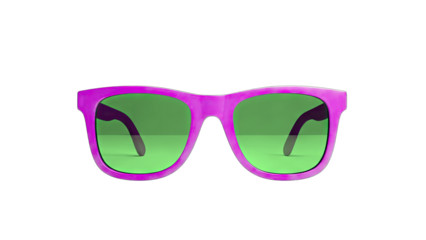 Stylish Purple Sunglasses on White Background