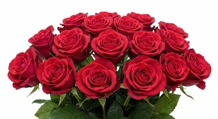 Obraz premium Crimson Bouquet: A lavish display of vibrant red roses, each bloom a testament to beauty and passion, carefully arranged to create a breathtaking bouquet.