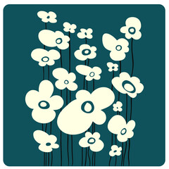 Stylized Red Poppies and Abstract Floral Illustration