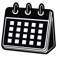 Vibrant red calendar icon, clean and stylized against white for scheduling.