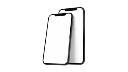Two Smartphones with Blank Screens on White Background