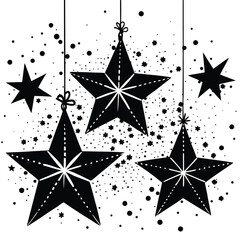 A cluster of shimmering golden star ornaments with subtle sparkles, evoking holiday magic and festive cheer.