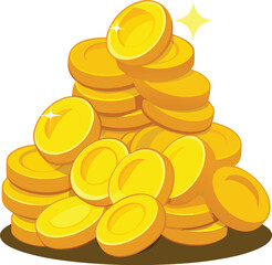 An abundant stack of gleaming gold coins, symbolizing prosperity, financial gain, and a rich reward.
