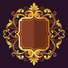 Ornate golden decorative frame, digital illustration, elegant, luxurious, intricate details, vector