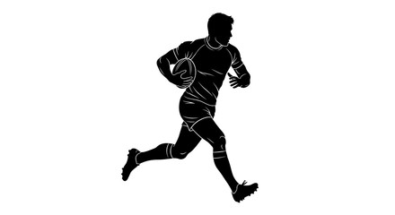 Silhouette of a Rugby Player Running with Ball.
