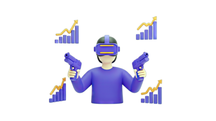 VR Gamer with Guns and Growth Charts