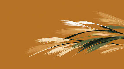 Stylized Graphic Illustration of Windswept Grasses on a Brown Background