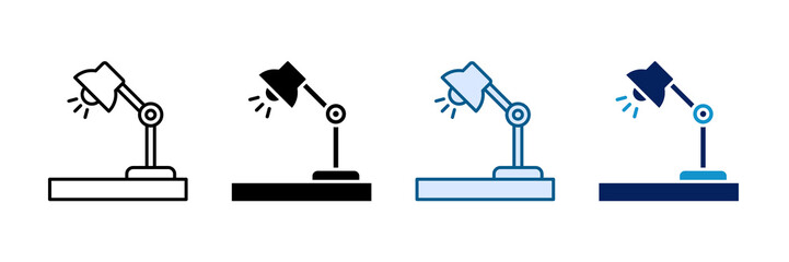 Office Desk Lamp Icon Set Multiple Style Collection