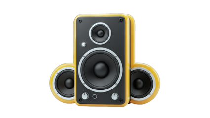 Yellow and Black Speakers on White Background