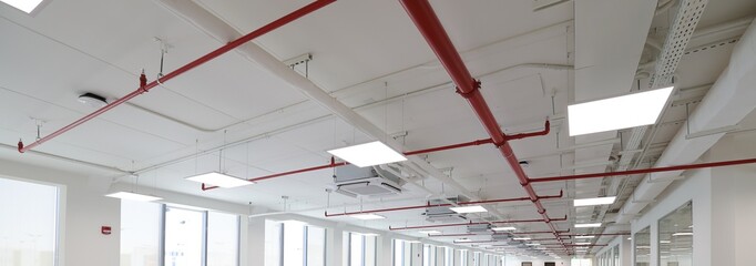 Fire extinguishing system details in the ceiling 