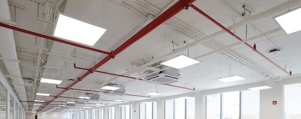 Fire extinguishing system details in the ceiling 