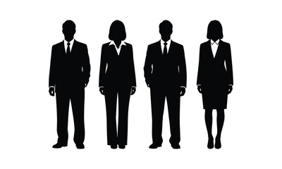 Group of business professionals standing together in formal attire
