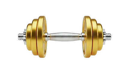 Golden Dumbbell Isolated on White Background
