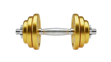 Golden Dumbbell Isolated on White Background