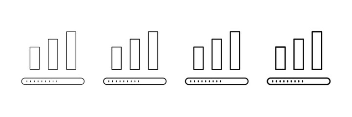 Progress Bar Icons Vector Set In Different Stroke Line Style