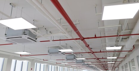 Fire extinguishing system details in the ceiling 