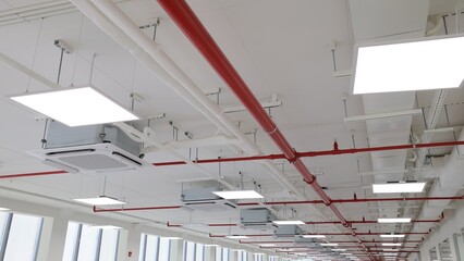 Fire extinguishing system details in the ceiling 