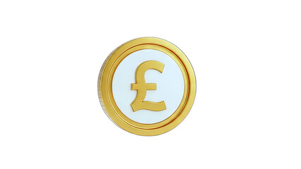 Obraz premium Golden Pound Coin Isolated on White Background