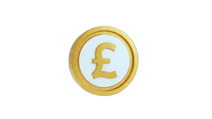 Golden Pound Coin Isolated on White Background