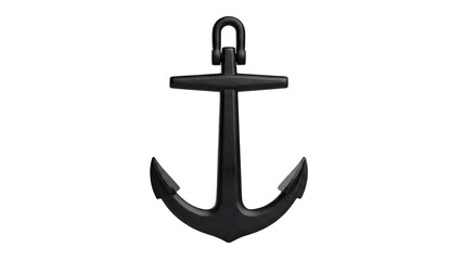 Black anchor isolated on transparent background