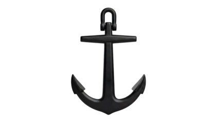 Black anchor isolated on transparent background