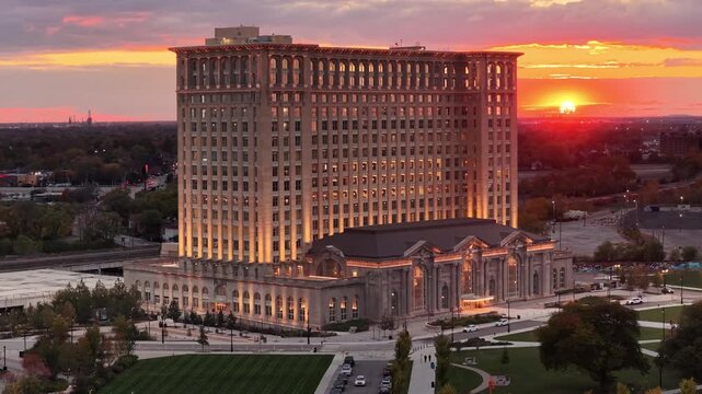 Central Station in Detroit Michigan Skyline