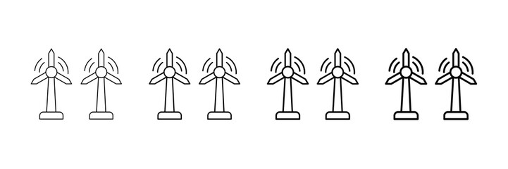 Wind Energy Icons Vector Set In Different Stroke Line Style