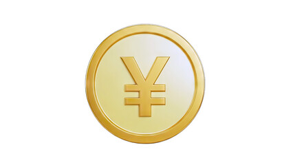 Fototapeta premium Golden Yen Coin Isolated on White Background
