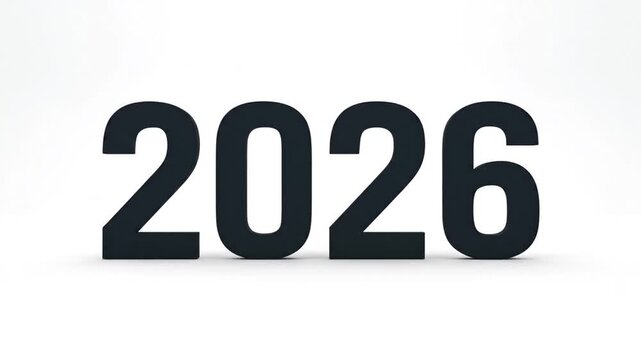 3d rendering of the numbers 2026 appearing in sequence with a clean white background