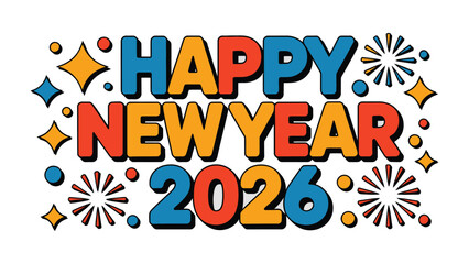 Cheerful New Year Celebration: A vibrant and colorful design, celebrating the arrival of the New Year, full of festive spirit and joyful anticipation for the year ahead.