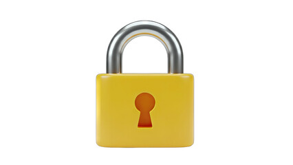 Yellow Padlock Isolated on White Background