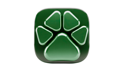 Green Paw Print Icon on White Background
