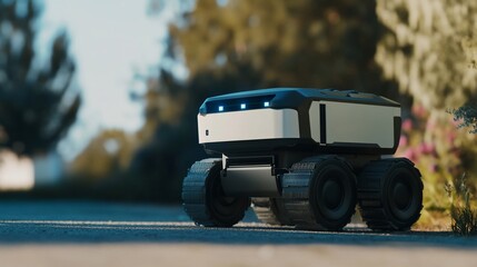 Autonomous Delivery Robot on a Suburban Road Future of Urban Logistics
