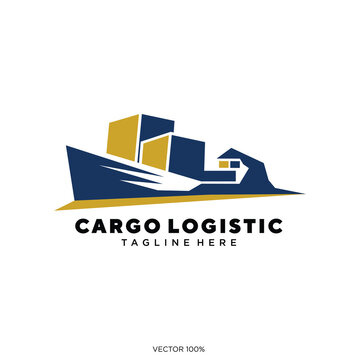 Modern Cargo Ship Logistics Company Branding Logo
