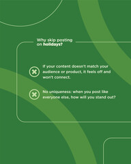 Modern Marketing Insight Visual with Two Key Reasons to Avoid Generic Holiday Posts