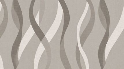 Abstract airy lines forming leaf like rhythmic curves on soft beige background, modern seamless pattern for wallpaper or fabric, neutral tones create calm and elegant atmosphere