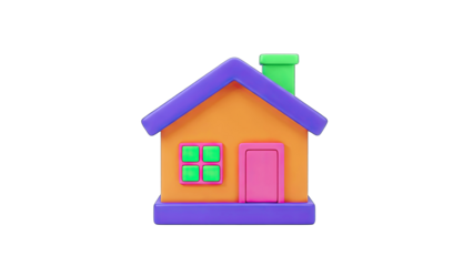 3D Cartoon House Illustration on White Background