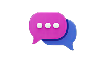 3D Chat Bubbles Communicating on White Background