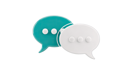 3D Chat Bubbles Interacting on White Background